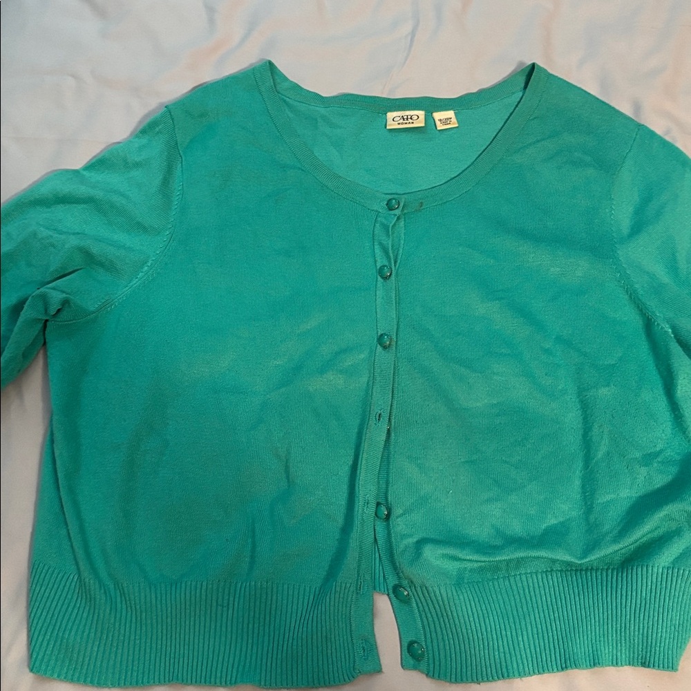 Chico's Vibrant Green Button-Up Cardigan
